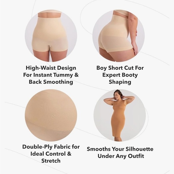 Shapermint All Day Every Day High-Waisted Shaper Boy Shorts Nude Size L NWT - Picture 15 of 15